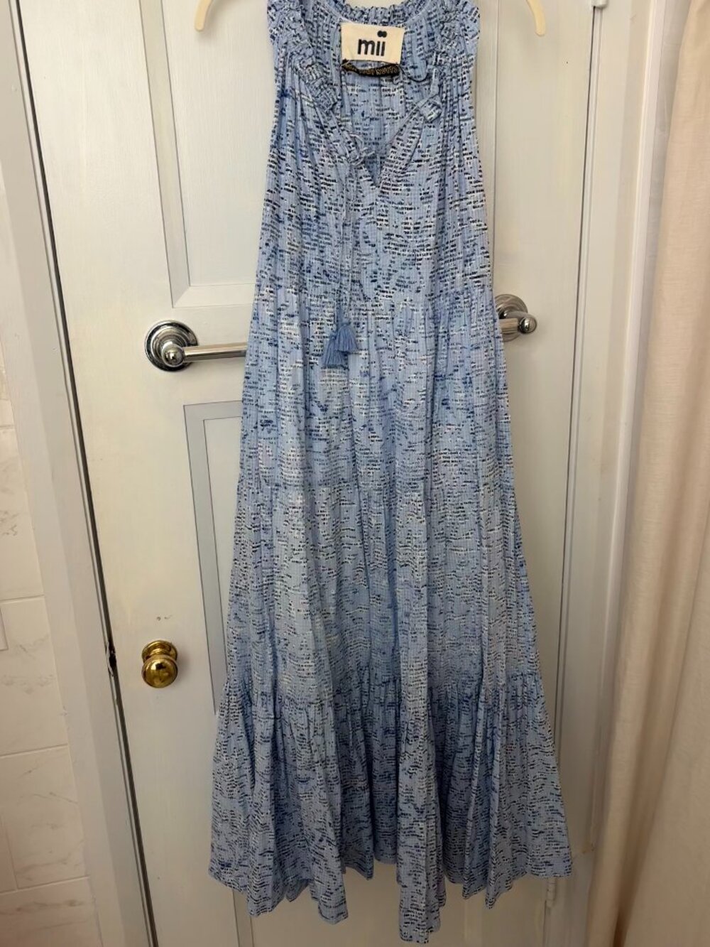 Mii Collection Blue Cotton Printed Maxi Dress Size XS